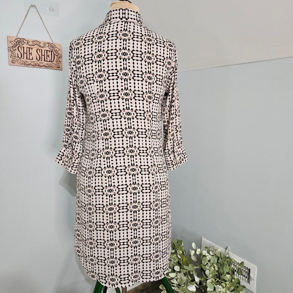 Cabi Shirt Dress Womens Medium Button Front Midi Lightweight Corpcore Career Geo - Picture 4 of 13